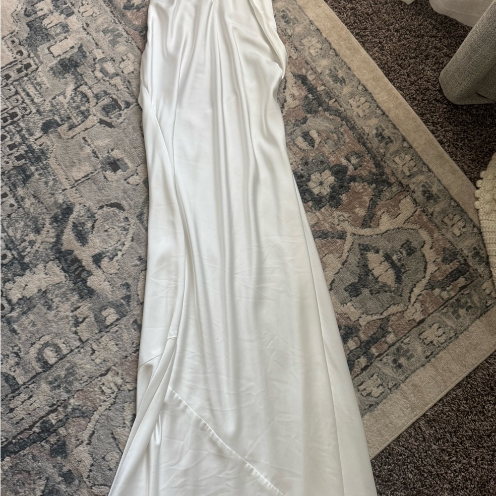 Show Me Your MuMu Satin Ivory Halter Wedding Dress - Picture 4 of 7